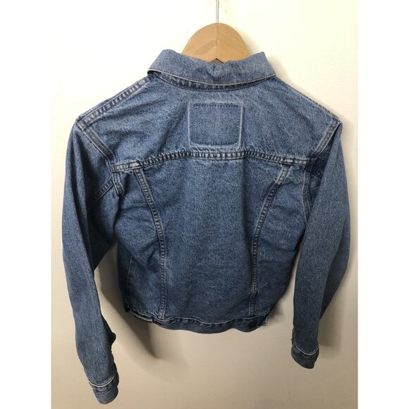 Levi Strauss Woman Large Denim Jacket Orange Tag Blue Trucker 75405 0212 - Picture 2 of 9